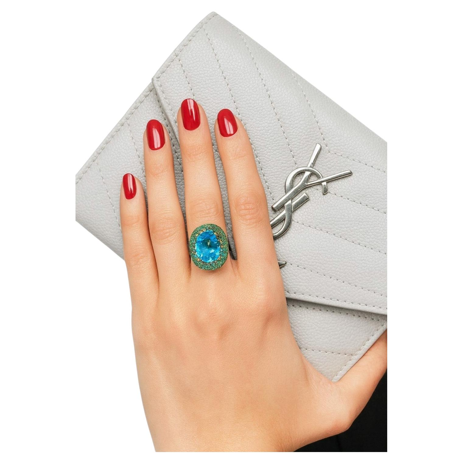 Bochic Orient Vintage natürlichen Smaragd & Topas Ring, CIRCA 1998 - 18K Gold & Sil
