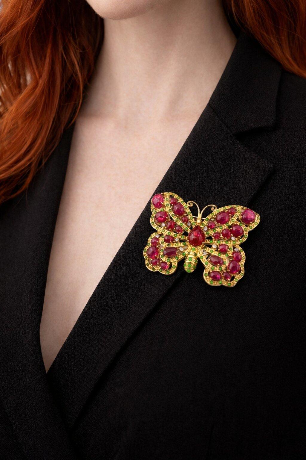 Bochic “orient” Vintage Natural Multi Ruby & Emer… - image 11