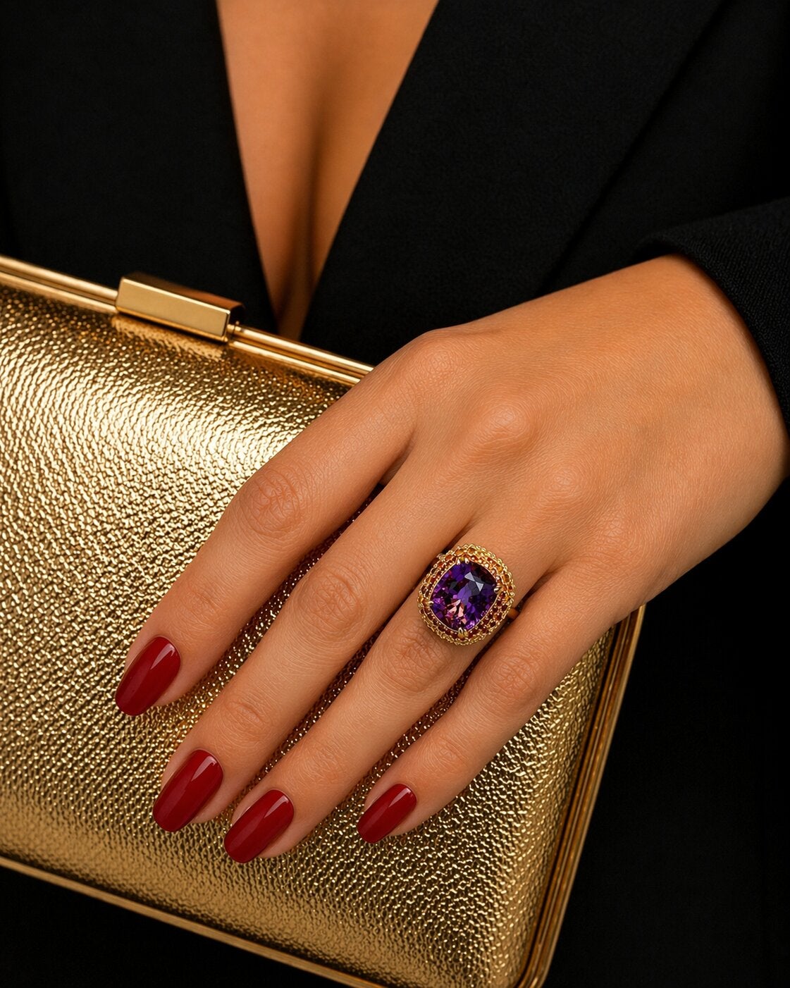Bochic “Orient” Vintage Natural Multi Sapphire Ring Set In 18K Gold & Silver For Sale
