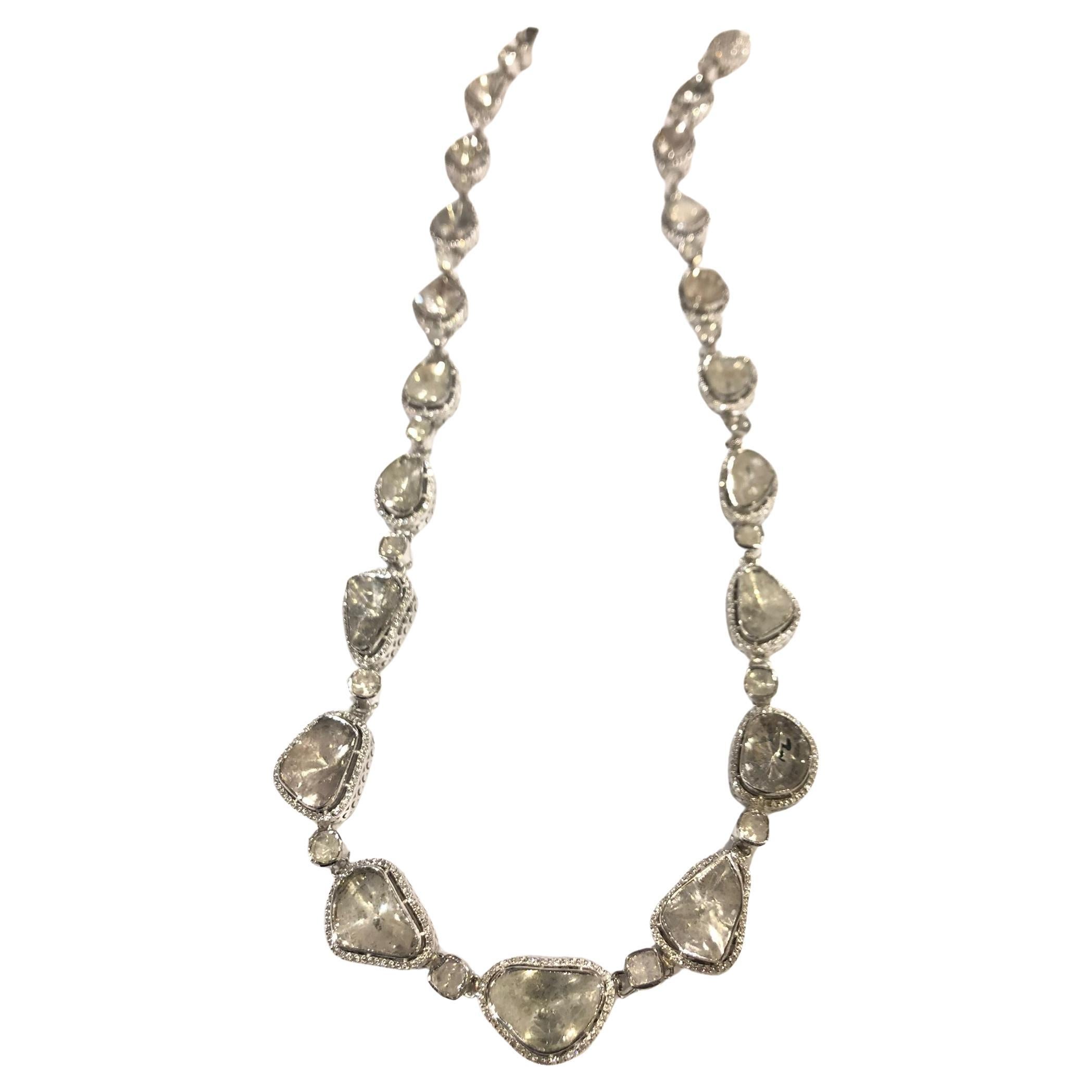Bochic “Orient” Vintage Natural Rose Cut Diamond Necklace Set 18K Gold Over Silver 

Natural Diamonds  - Approx 100 Carats 

The Bochic 