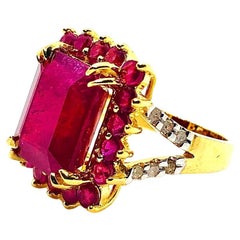 Bochic “Orient” Vintage Natural Ruby & Amethyst Ring Set In 18K Gold & Silver