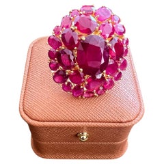 Anillo de cóctel Bochic "Orient" Vintage de rubí natural engastado en oro de 18 quilates, Certificado