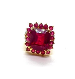 Bochic "Orient" Anello da cocktail con rubino naturale vintage in oro e argento 18 carati