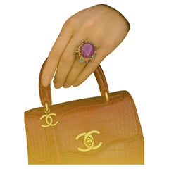 Bochic “Orient” Vintage Natural Ruby & Multi Tourmalines Ring Set In 18K Gold &