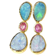 Bochic "Orient" Vintage Opal, Südseeperlen & Saphire Ohrringe Set 18K Gold