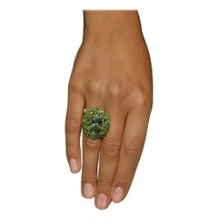 Bochic “Orient” Vintage Peridot & Green Amethyst Ring Set In 18K Gold & Silver