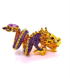Bochic “Orient” Vintage Pink Sapphire & Amethyst Cocktail Ring — 18K Gold & Silv