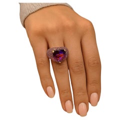 Bochic “Orient” Vintage Pink Sapphire & Amethyst Ring Set In 18K Gold & Silver