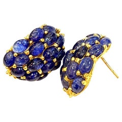 Bochic "Orient" Vintage Retro Bubble Sapphire Ohrringe Set 18K Gold & Silber