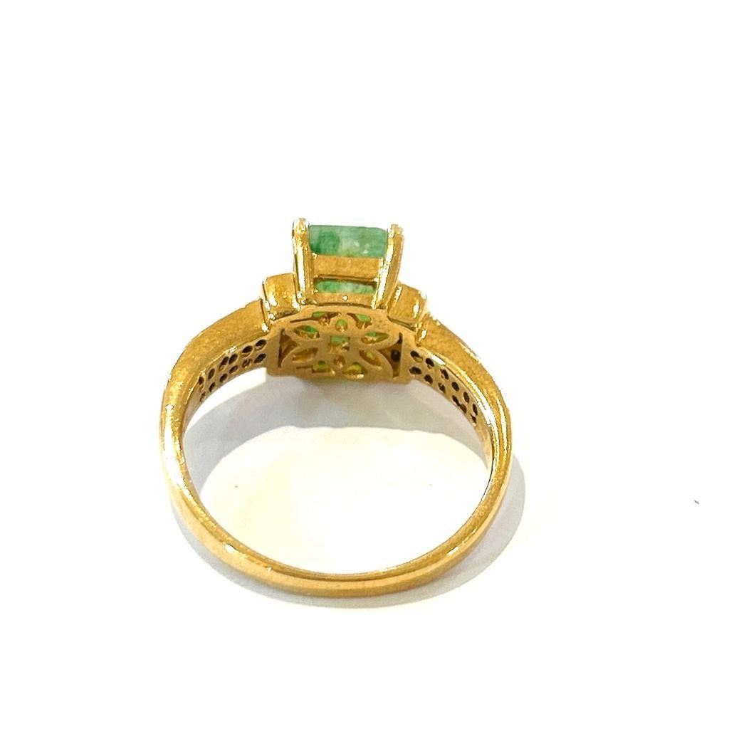 Bochic “Orient” Vintage Retro Emerald & Diamond Ring Set In 18K Gold & Silver  For Sale 5