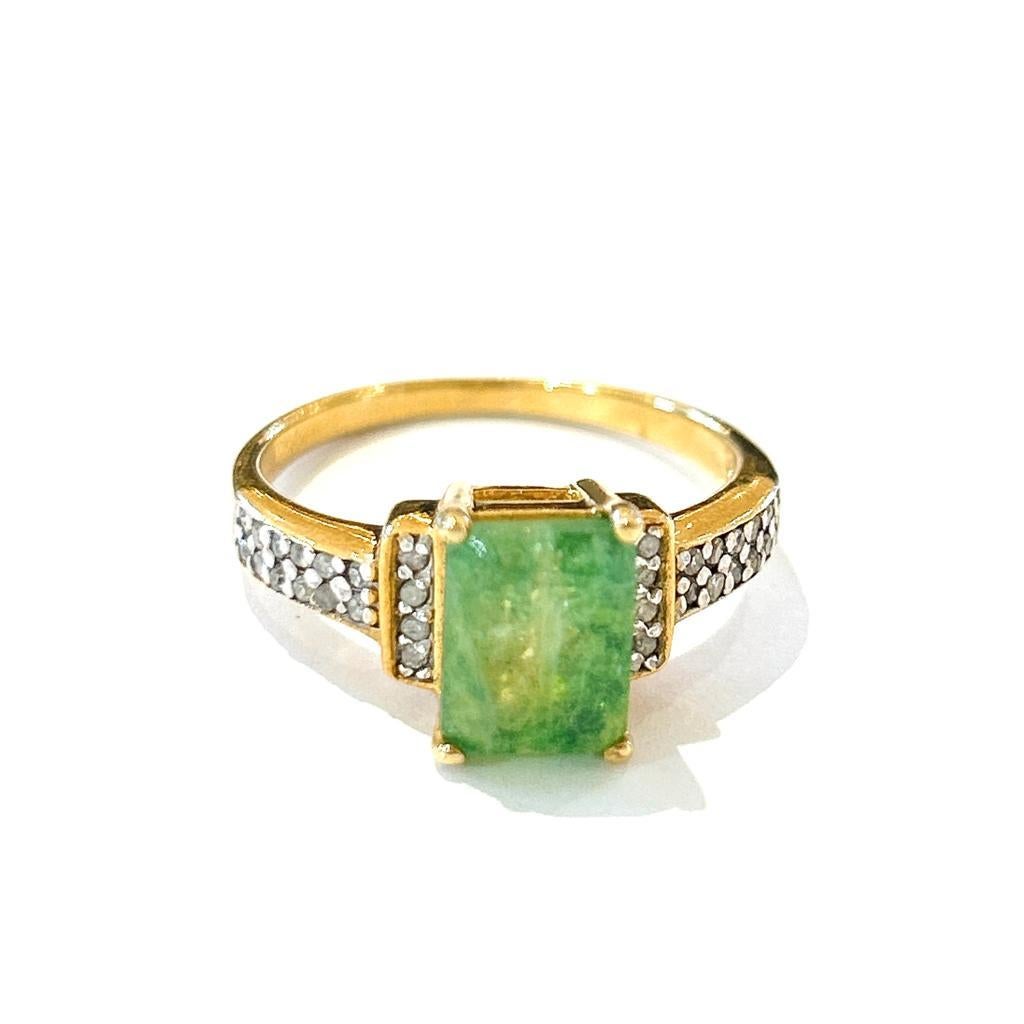 Bochic “Orient” Vintage Retro Emerald & Diamond Ring Set In 18K Gold & Silver  For Sale 6
