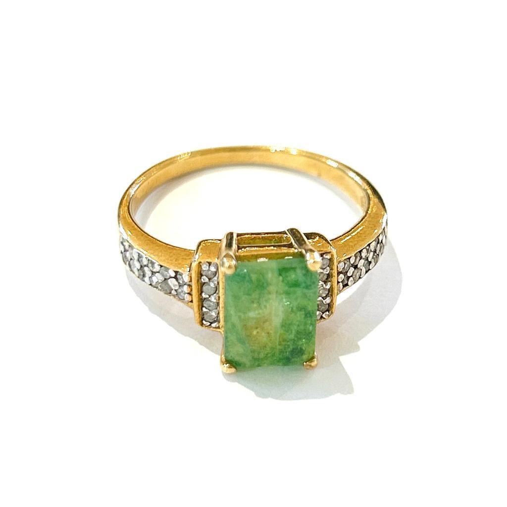 Bochic “Orient” Vintage Retro Emerald & Diamond Ring Set In 18K Gold & Silver  For Sale 7