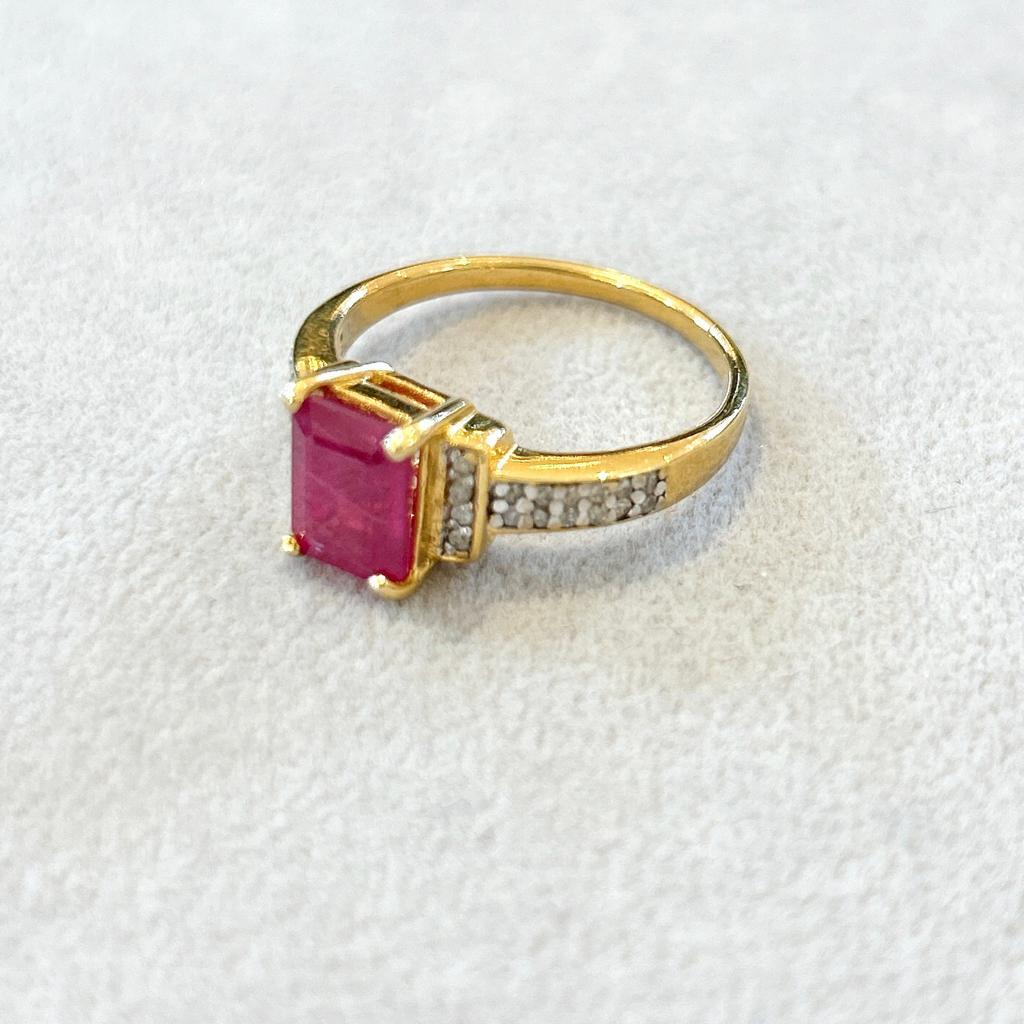 Bochic “Orient” Vintage Retro Ruby & Diamond Ring Set In 18K Gold & Silver  In New Condition For Sale In New York, NY