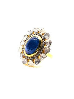 Bochic “Orient” Vintage Rose Cut Diamond & Tanzanite Ring Set 18K Gold & Silver