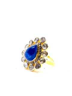 Bochic “Orient” Vintage Rose Cut Diamond & Tanzanite Ring Set 18K Gold & Silver