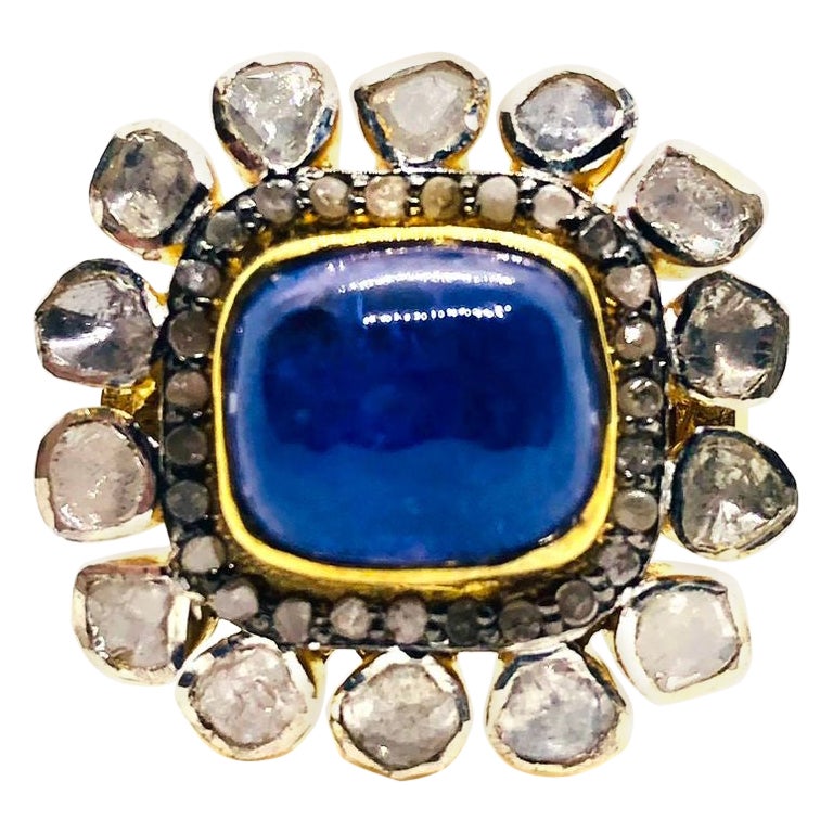 Bochic “Orient” Vintage Rose Cut Diamond 
Tanzanite Ring Set 18K Gold 
Silver