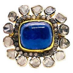 Bochic “Orient” Vintage Rose Cut Diamond & Tanzanite Ring Set 18K Gold & Silver