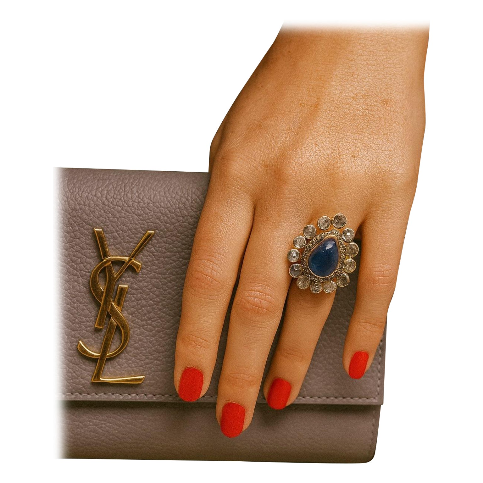 Bochic “Orient” Vintage Rose Cut Diamond 
Tanzanite Ring Set 18K Gold 
Silver