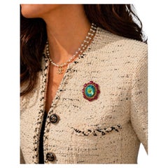 Bochic “Orient” Vintage Ruby, Blue Topaz & Diamond Brooch/ Pendent - 18K Gold &