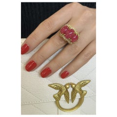 Bochic “Orient” Vintage  Ruby & Diamond Ring Set 18K Yellow Gold & Silver