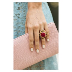 Anillo Bochic "Orient" Vintage de rubí y zafiro multicolor de fantasía Oro de 18 quilates y plata
