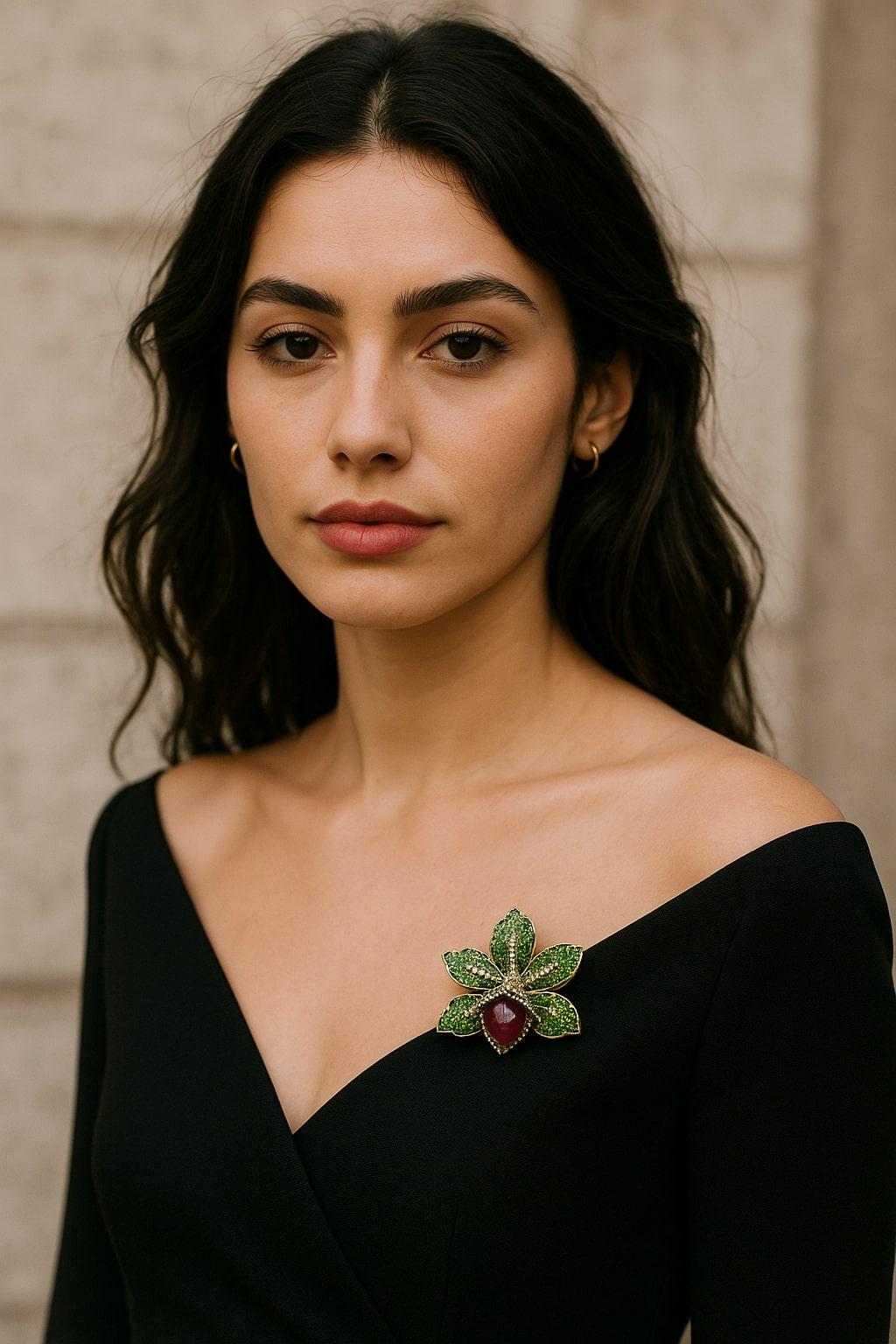 Bochic “orient” Vintage Ruby & Multi Gem Brooch S… - image 6