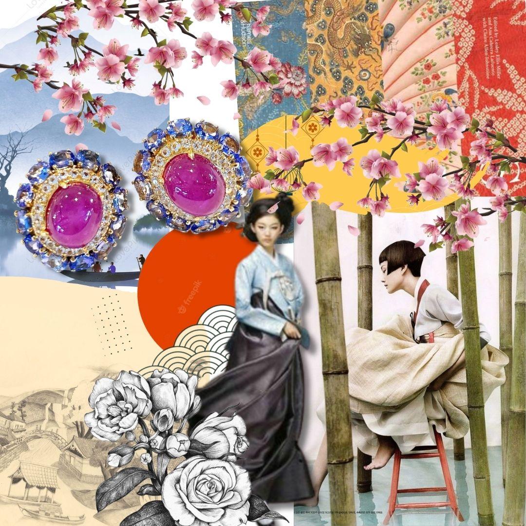 Bochic “Orient” Vintage Ruby & Multi Sapphire Dragon Bangle Set In 18K Gold & For Sale 3