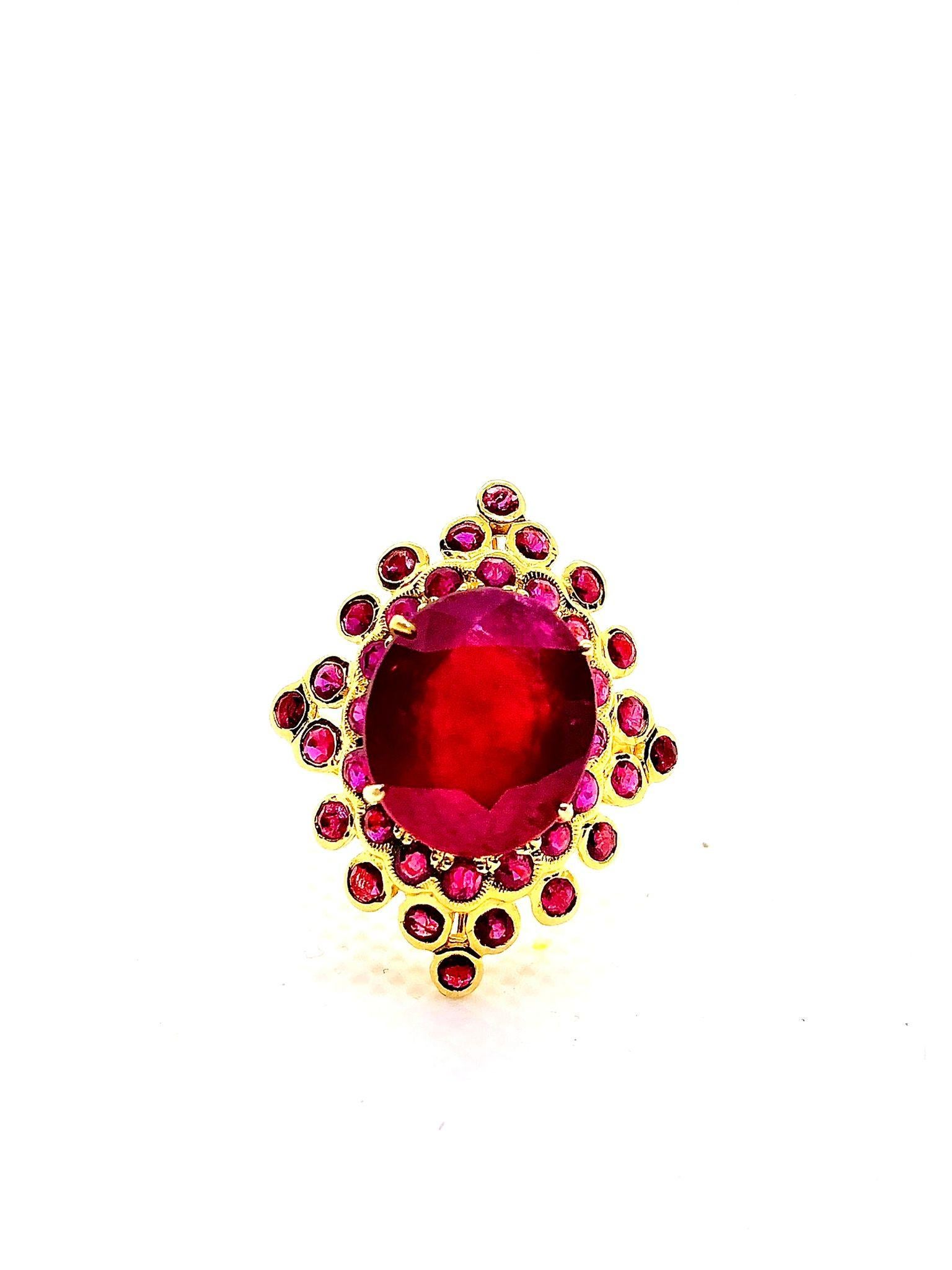 Bochic “orient” Vintage Ruby & Ruby Cluster Cockt… - image 10