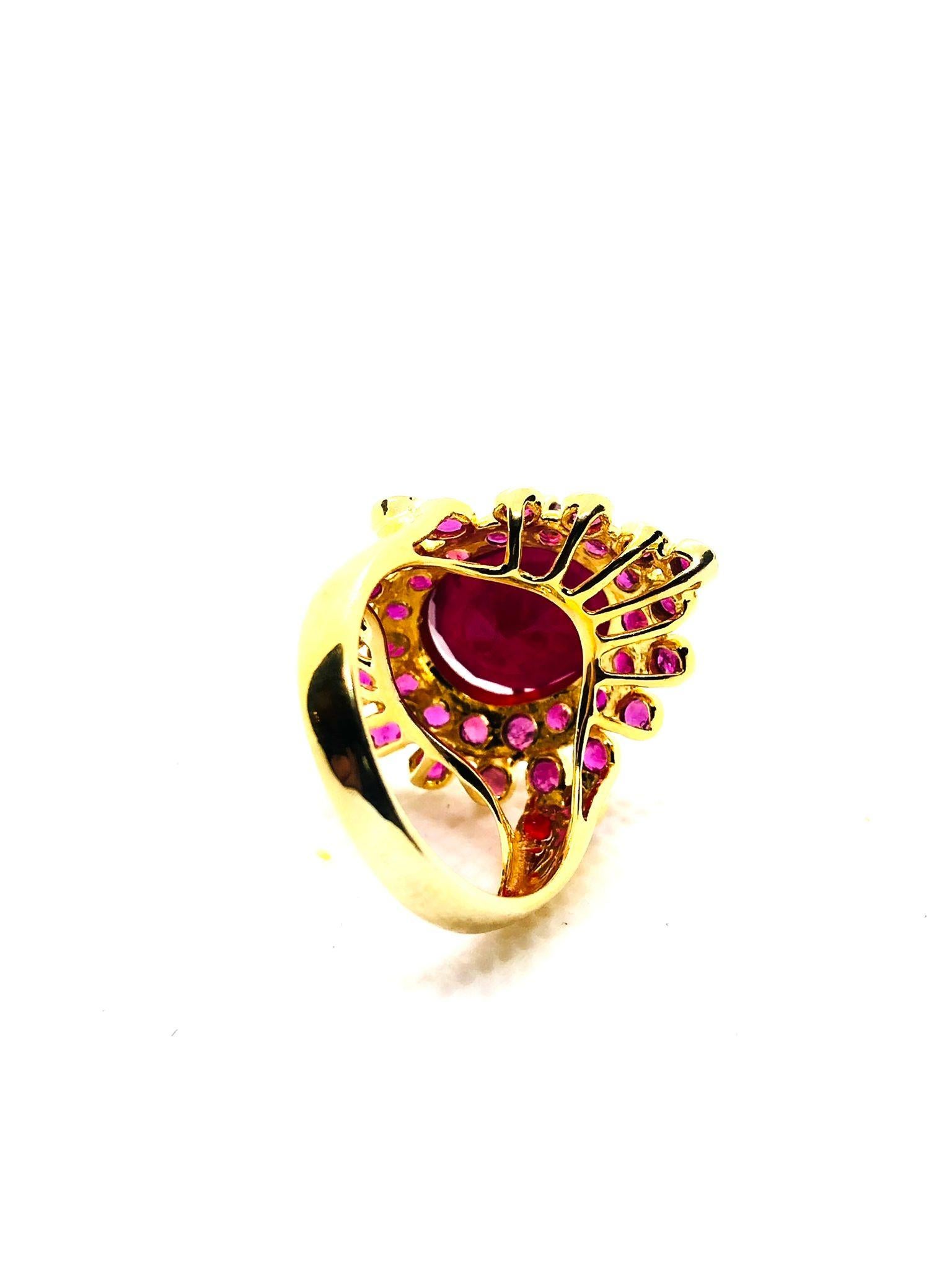 Bochic “orient” Vintage Ruby & Ruby Cluster Cockt… - image 11