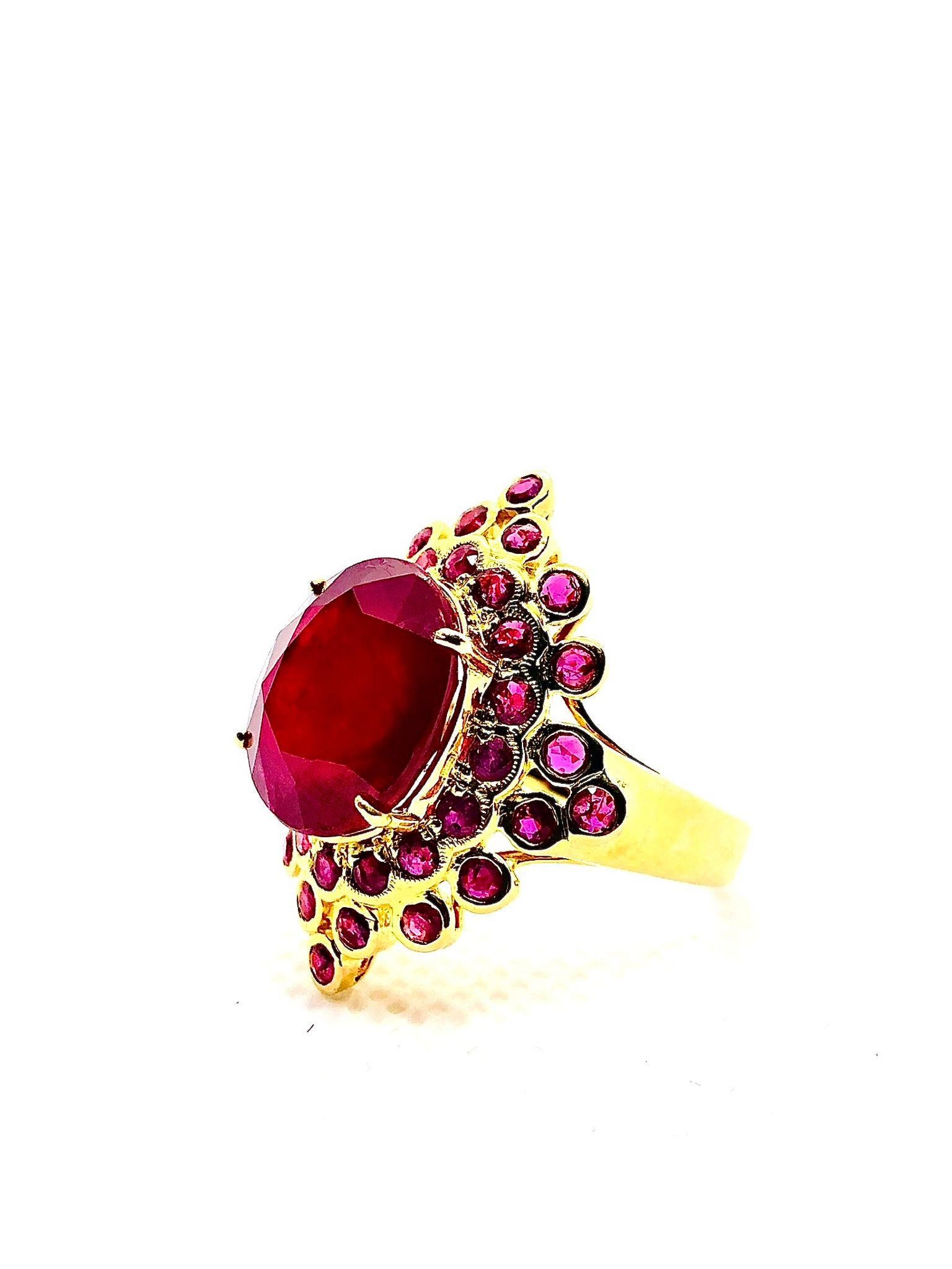 Bochic “orient” Vintage Ruby & Ruby Cluster Cockt… - image 3