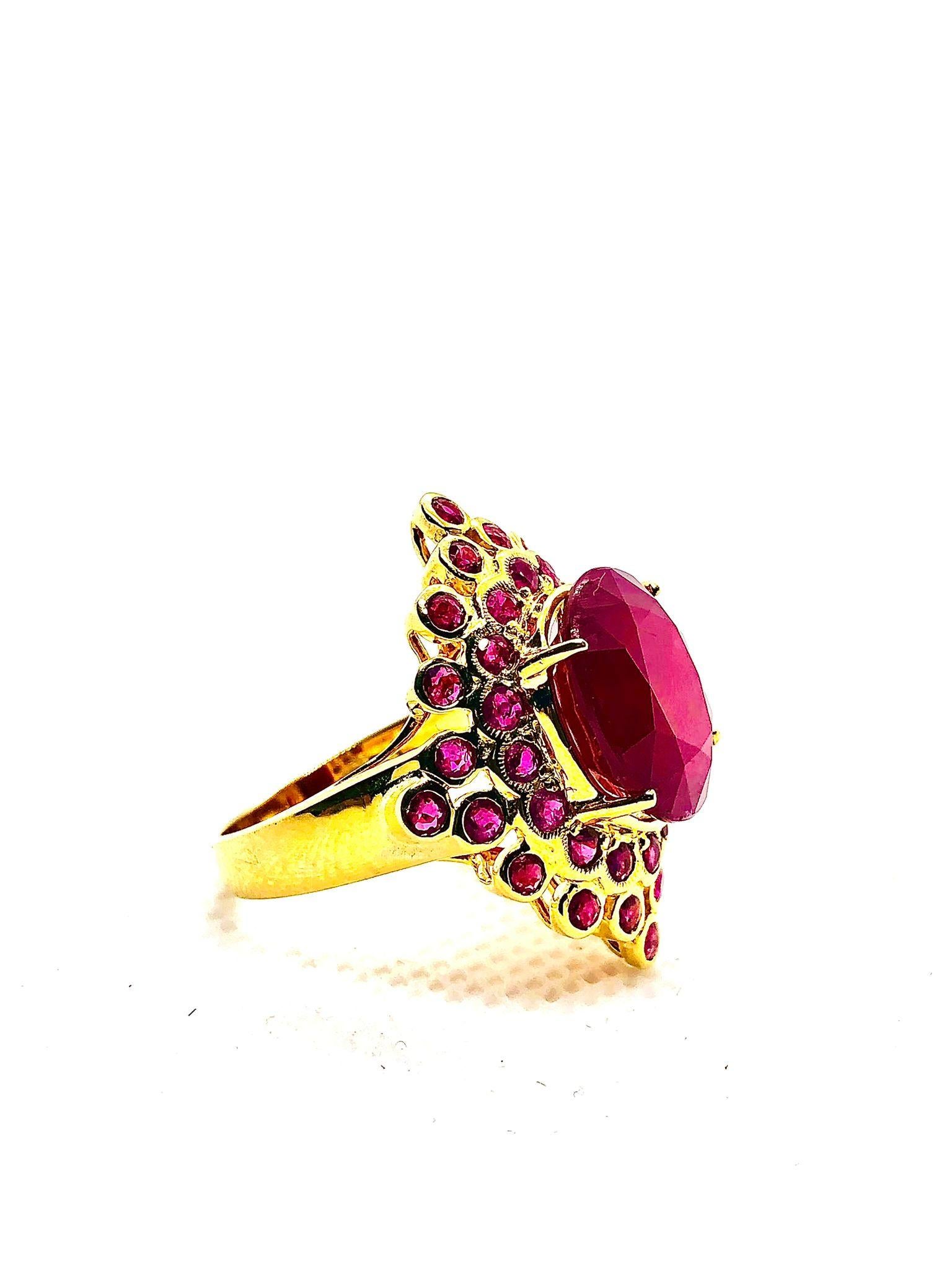 Bochic “orient” Vintage Ruby & Ruby Cluster Cockt… - image 8