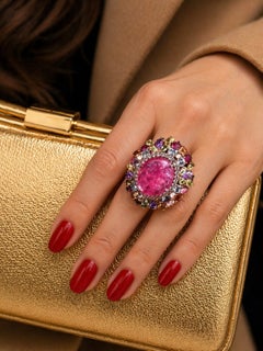 Bochic “Orient” Vintage Ruby, Sapphire & Multi Gem Ring - 18K Gold & Silver