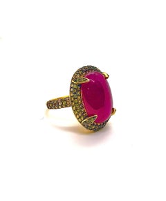 Bochic “Orient” Vintage Ruby & Yellow Sapphire Ring Set In 18 K Gold & Silver