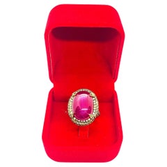 Bochic “Orient” Vintage Ruby & Yellow Sapphire Ring Set In 18 K Gold & Silver
