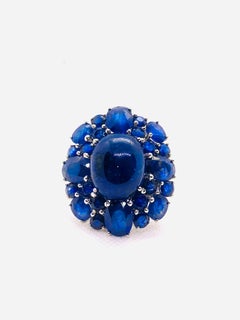 Anello a grappolo con zaffiro vintage "Orient" di Bochic in oro e argento 18 carati