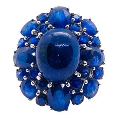 Bochic “Orient” Vintage Sapphire Vintage Cluster Ring Set In 18K Gold & Silver