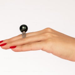 Bochic “Orient” Vintage South Sea Pearl & Blue Sapphire Ring Set 18K Gold & Sil