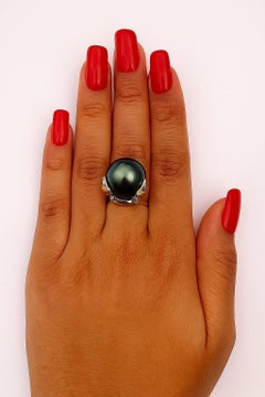 Bochic “Orient” Vintage South Sea Pearl & Yellow Sapphires Ring Set 18K Gold & S