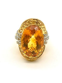 Bochic "Orient" Vintage Yellow Sapphire, Citrine & Diamonds Set 18K Gold & Silve