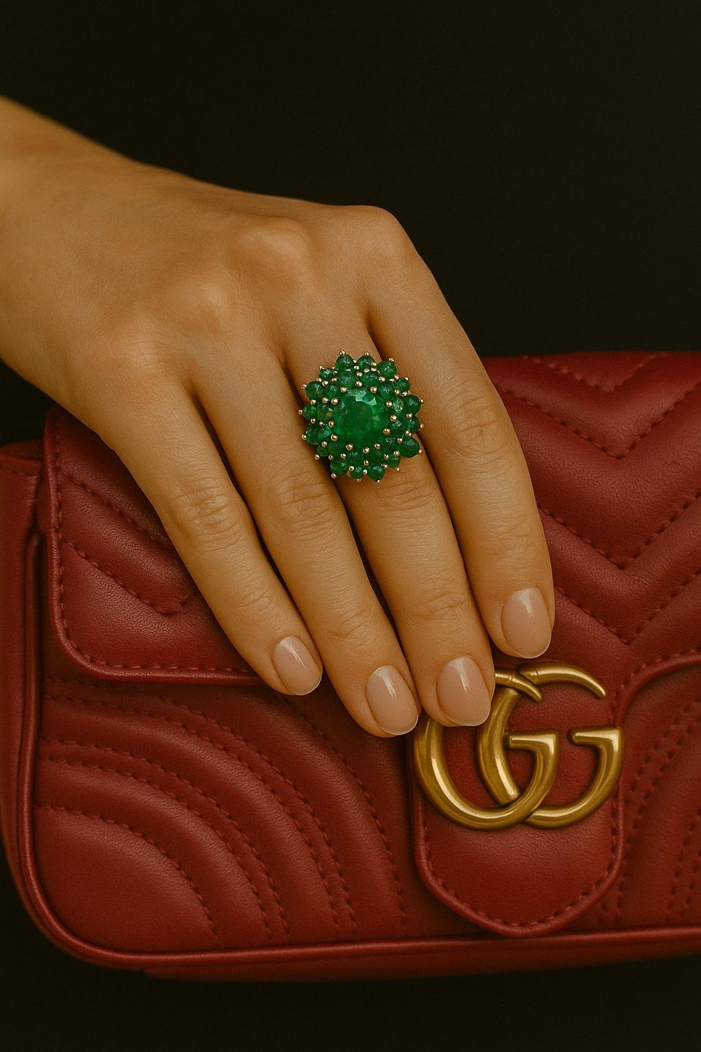 Bochic “Orient” Vintage Yellow Sapphire Cluster Ring Set In 18K Gold & Silver For Sale 7