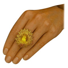 Bochic “Orient” Vintage Yellow Sapphire Cluster Ring Set In 18K Gold & Silver