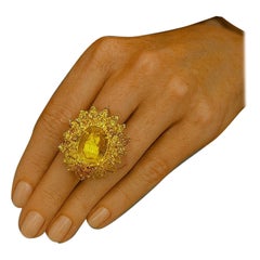 Bochic "Orient" Vintage Gelber Saphir Cluster Ring Set in 18K Gold & Silber