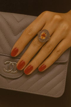 Bochic “Orient” Vintage Yellow Sapphire & Cognac Diamond Ring Set In 18K Gold &