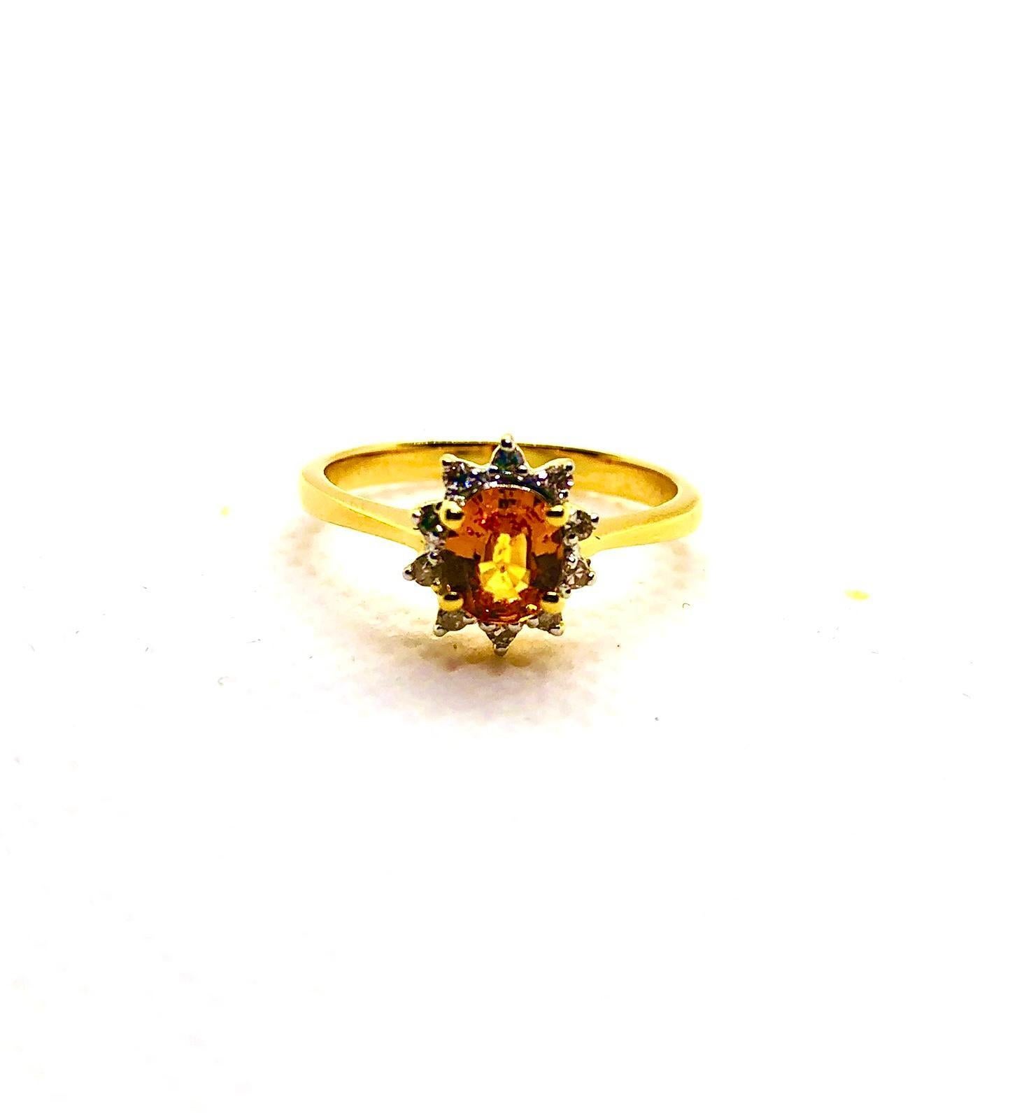 Retro Bochic “Orient” Vintage Yellow Sapphire & Cognac Diamond Ring Set In 18K Gold & For Sale