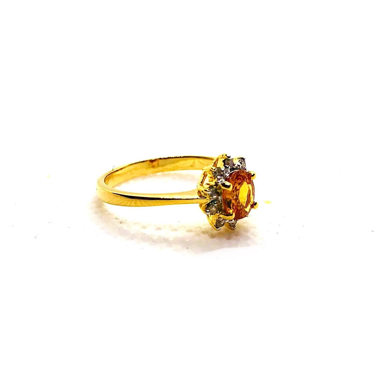 Bochic “Orient” Vintage Yellow Sapphire & Cognac Diamond Ring Set In 18K Gold & For Sale 2