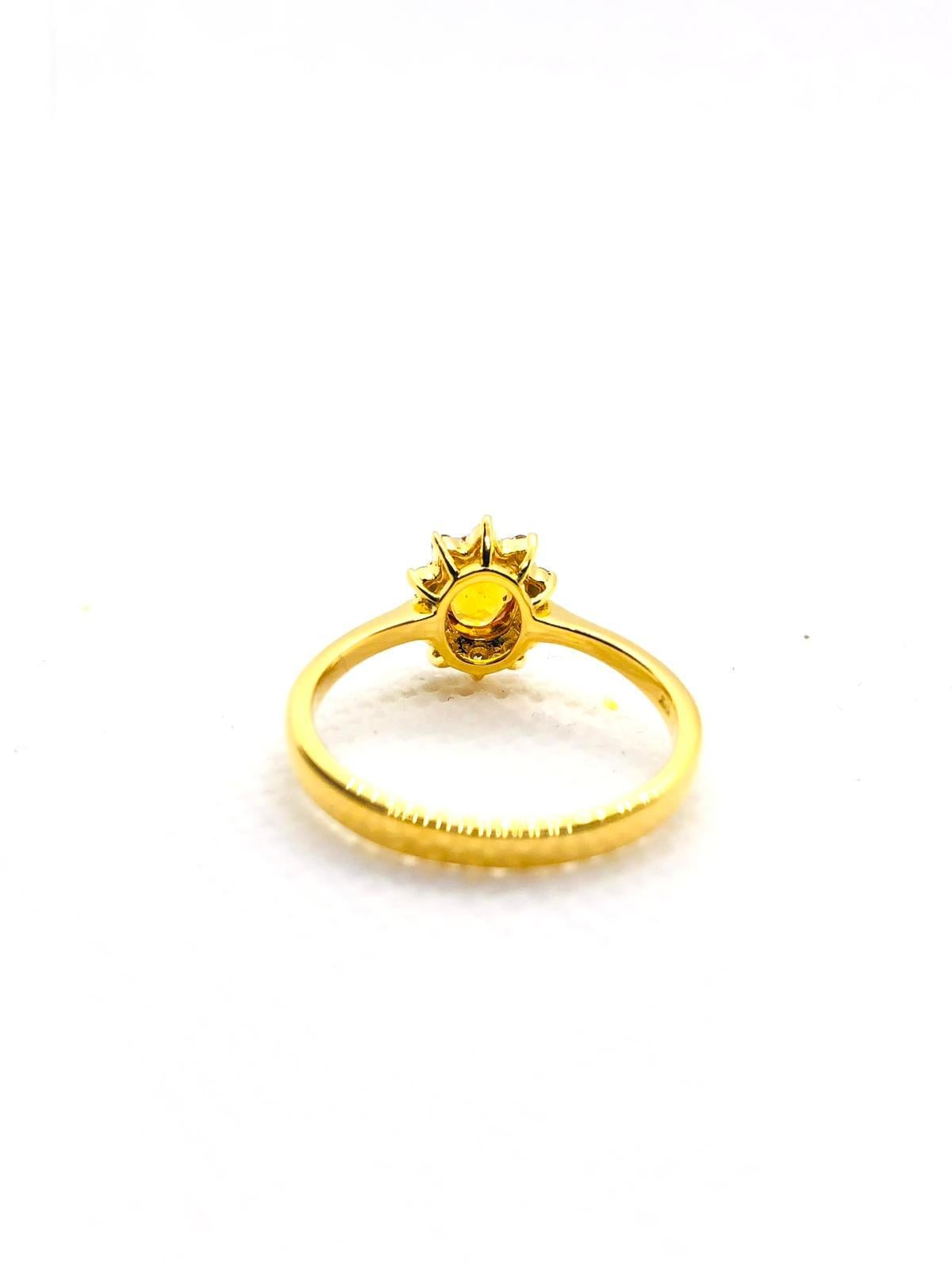 Bochic “Orient” Vintage Yellow Sapphire & Cognac Diamond Ring Set In 18K Gold & For Sale 3