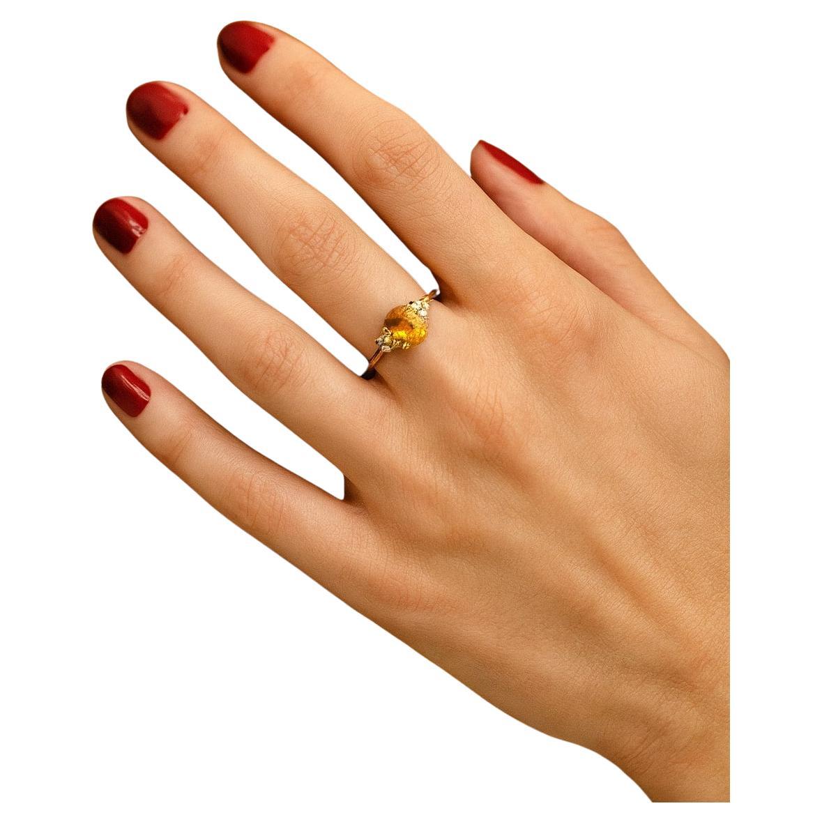 Bochic “Orient” Vintage Yellow Sapphire
Cognac Diamond Ring Set In 18K Gold &