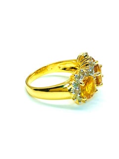 Anello vintage con zaffiro giallo e diamanti in oro e argento 18 carati "Orient" Bochic