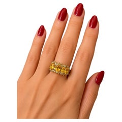 Anello vintage con zaffiro giallo e diamanti in oro e argento 18 carati "Orient" Bochic