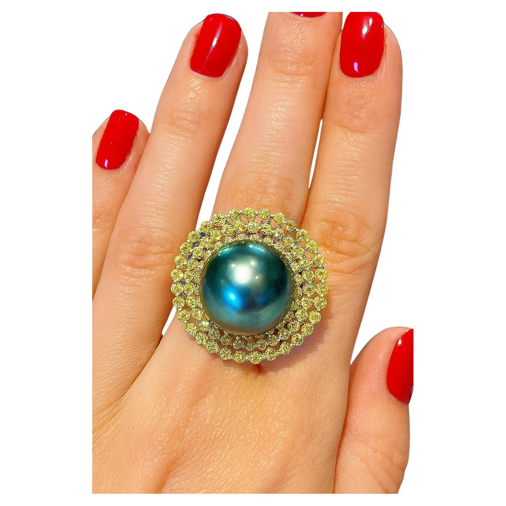 Bochic “Orient” Vintage Yellow Sapphire
Tahiti Pearl Ring Set 18K Gold
Silve